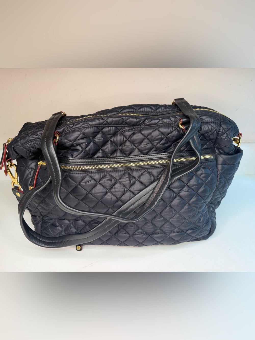 MZ Wallace Crosby Travel Duffel in Black with Gold Hardware - Picture 2 of 13
